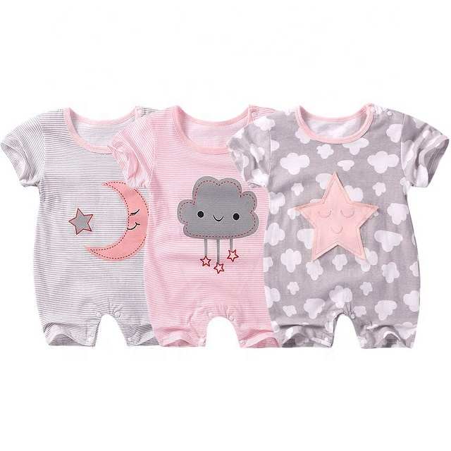 Boutique Suit Với Rắn Màu Ngắn Trẻ Em Rompers Cô Gái Ngắn Tay Áo Trẻ Em Quần Áo Trẻ Sơ Sinh Toddler Bé Ngủ Đồ Ngủ