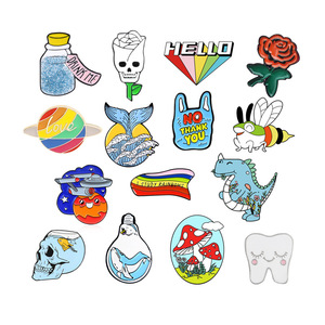 Cầu Vồng Hành Tinh Khủng Long Nấm Hoa Sáng Tạo Kết Hợp Trâm Thời Trang Lớn Bộ Sưu Tập Kim Loại Đúc Khắc - Product Image 5