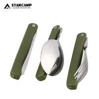 STARCAMP-Ensemble de vaisselle de cuisine en acier inoxydable pour camping, survival et randonnée, fourchette et cuillère, couteau, style européen