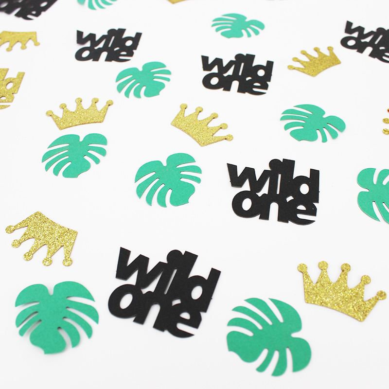 100 карат дикий один конфетти дикая Пальма листья конфетти с короной первый день рождения конфетти для дня рождения