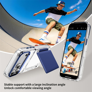 กระเป๋าใส่บัตร RFID สำหรับเดินทาง เคสโทรศัพท์ใสสำหรับ iPhone 18 17 16 15 14 Pro Max พร้อมขาตั้งแบบพับได้ ฝาหลังใส - Product Image 6