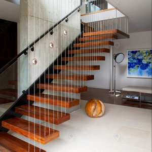 <span class=keywords><strong>Escalera</strong></span> recta de madera de <span class=keywords><strong>dos</strong></span> pisos para el hogar, escalones antideslizantes de madera dura resistente, fácil instalación, rendimiento duradero - Product Image 5
