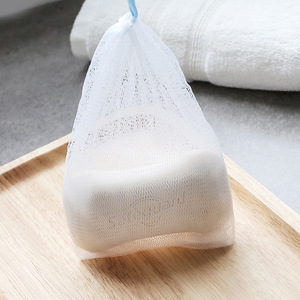 Double Layer Foaming <b>Net</b> For Face Wash Soap <b>Bag</b> With Drawstring White Color Facial Scrub Tool - Product Image 2