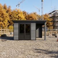 Abri de jardin mobile moderne en WPC à installation facile, abri à outils extérieur en bois, maisons en bois robustes avec verre pare-balles pour appartements