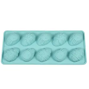 Molde de silicone para bolo de páscoa, moldes redondos de silicone para sabão, de qualidade alimentar com 10 furos