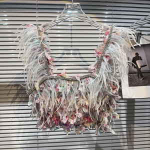 OUDINA Modisches bedrucktes 3D-Muster ärmelloses Damenrock-Set, Crop-Top und Minirock, sexy zweiteiliges Set - Product Image 3