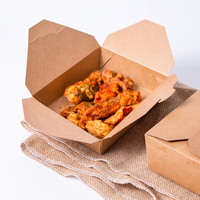 Caja de comida para llevar de papel kraft impresa personalizada, caja para pollo frito, contenedor desechable para envasado de alimentos