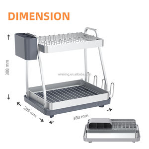 WIREKING, óxido de plata y aluminio, antioxidante, 2 niveles, organizadores de cocina de gran capacidad, estante de secado de platos, escurridor de platos, estante - Product Image 6