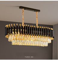 Lámpara Colgante Moderna Nórdica de Lujo con Cristal K9 en Negro y Dorado, Candelabro Redondo para Interiores con Luces Led