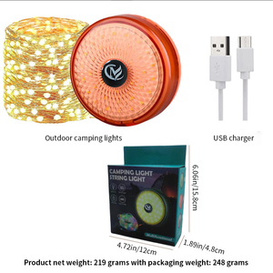 Cắm trại chuỗi ánh sáng có thể thu vào cắm trại chuỗi đèn không thấm nước vườn đĩa ánh sáng cho lều trang trí nội thất - Product Image 5