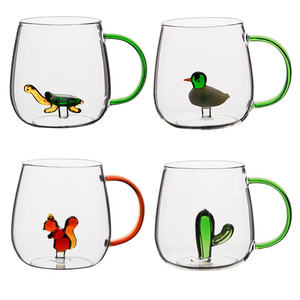 Mug créatif en <span class=keywords><strong>verre</strong></span> borosilicate soufflé à la main, coloré et personnalisé, en forme de canard 3D, 400 ml, sans BPA, réutilisable, alimentaire, pour la maison - Product Image 2