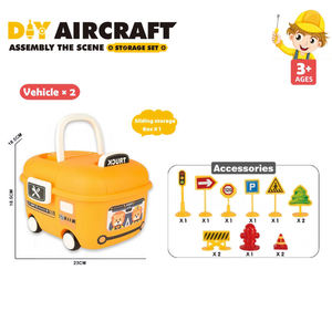 Ensemble de camions de construction urbaine et de sauvetage incendie éducatifs pour enfants, à assembler soi-même, avec boîte de rangement, pour le développement de la motricité fine - Product Image 3