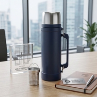 Thermos en acier inoxydable 1000 ml, tasse isotherme CPC pour boissons chaudes et froides avec infuseur à thé pour le bureau et les voyages