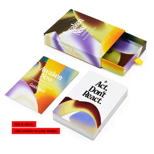 Produttore cassetto scatola flash game card bordo colorato servizio di stampa personalizzato affermazione mazzo di carte con guida