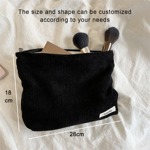 2026 cá nhân vải to sợi vải nhãn hiệu riêng rò rỉ bằng chứng mỹ phẩm Túi khâu vải to sợi tùy chỉnh trang điểm <span class=keywords><strong>pouch</strong></span> bag với logo - Product Image 2