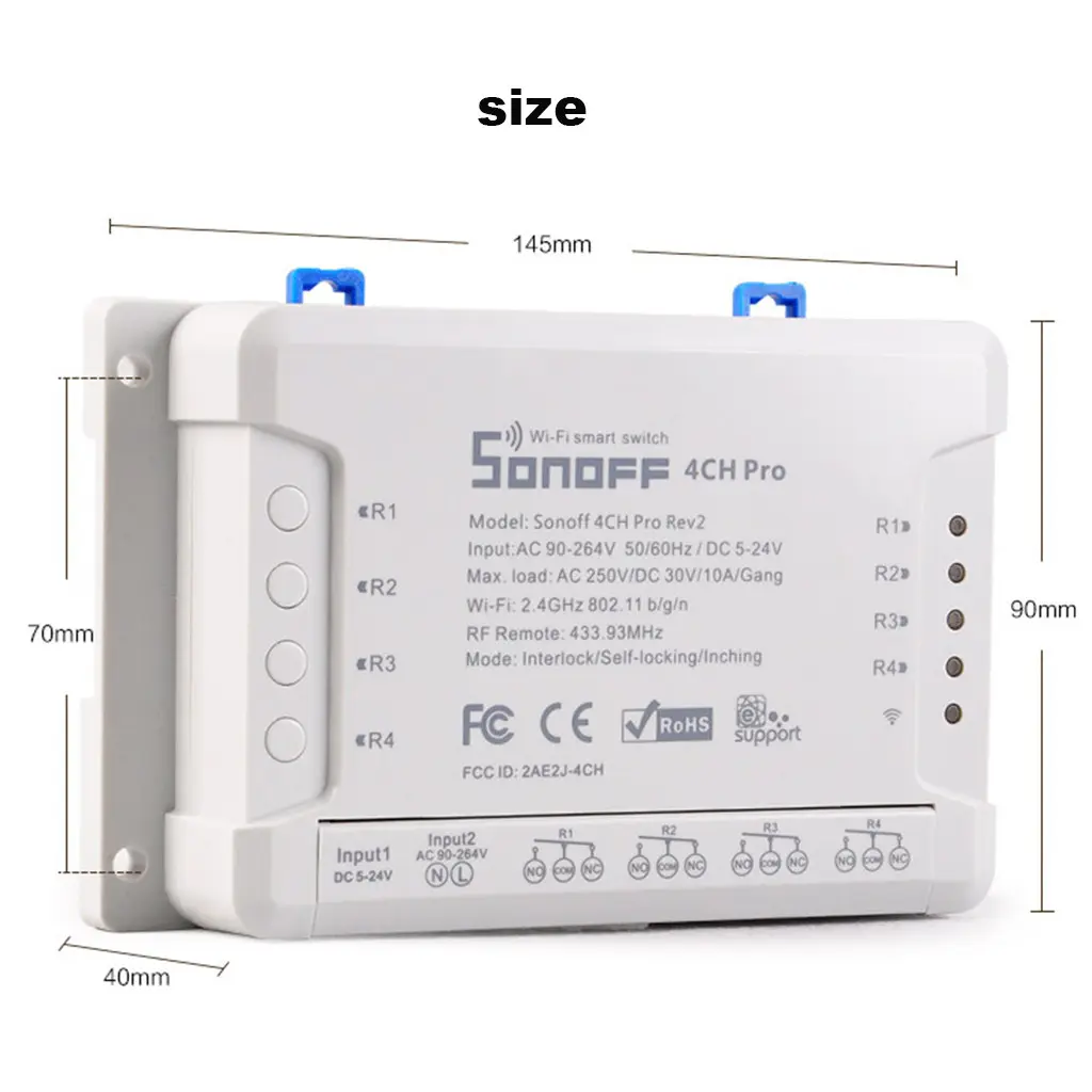Factory Sonoff 4CH R2 Smart Wifi Switch Universal type 4 gang 4 channel DIY automation domotic works with Alexa Google Home