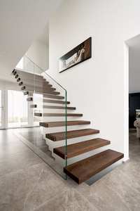 Rampe d'<span class=keywords><strong>escalier</strong></span> flottante <span class=keywords><strong>transparente</strong></span> Prima Elegant, balustrade en verre minimaliste et moderne, tendance et contemporaine - Product Image 4