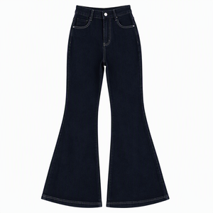 Calças Jeans Casuais de Cintura Alta Pretas OEM Fashion Focus com Corte Boot Cut e Bordados Exclusivos que Exalam Estilo Distinto - Product Image 4