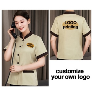 Logo personnalisé, vêtements de travail unisexes, uniforme de ménage pour personnel d'hôtel <span class=keywords><strong>5</strong></span> étoiles, réceptionniste, serveur, polyester/coton YUZI - Product Image 2