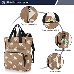 Hawaii Diaper <b>Backpack</b> <b>Brown</b> Tiare Flower Print Custom Design Baby Bags Women Waterproof Travel Diaper <b>Backpack</b> for Mom - Product Image 3