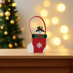 Bolsa de Regalo Navideña Creativa de Fieltro de Poliéster, Bolsa de Dulces No Tejida con Manzana para Decoración de Puertas - Product Image 2