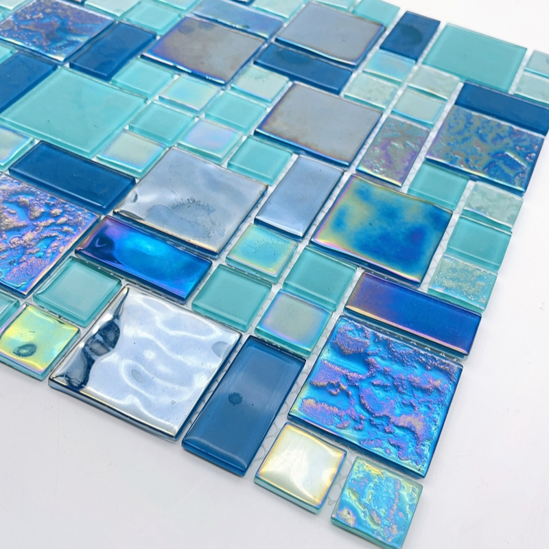 Mattonelle di mosaico di vetro di cristallo iridescente di nuovo disegno mattonelle all'aperto della piscina