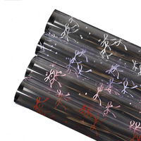 Papier d'emballage JIEMI pour la fête des mères, transparent, imperméable, enduit de PVC, à une face, avec des motifs de papillons et de fleurs pour filles