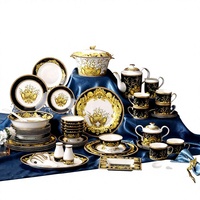 Service de Table en Céramique Style Européen 58 Pièces, Porcelaine Osseuse Émaillée, Collection Mystère Océanique, Vente Directe Usine
