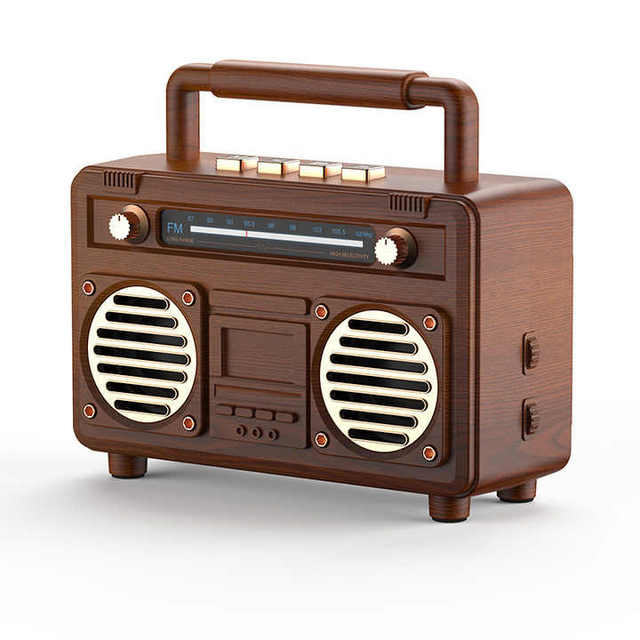 BT21 New Retro Wireless Speakers Portable TF Card Subwoofer Outdoor Blue tooth Speaker Wood Grain Stereo Surround sound