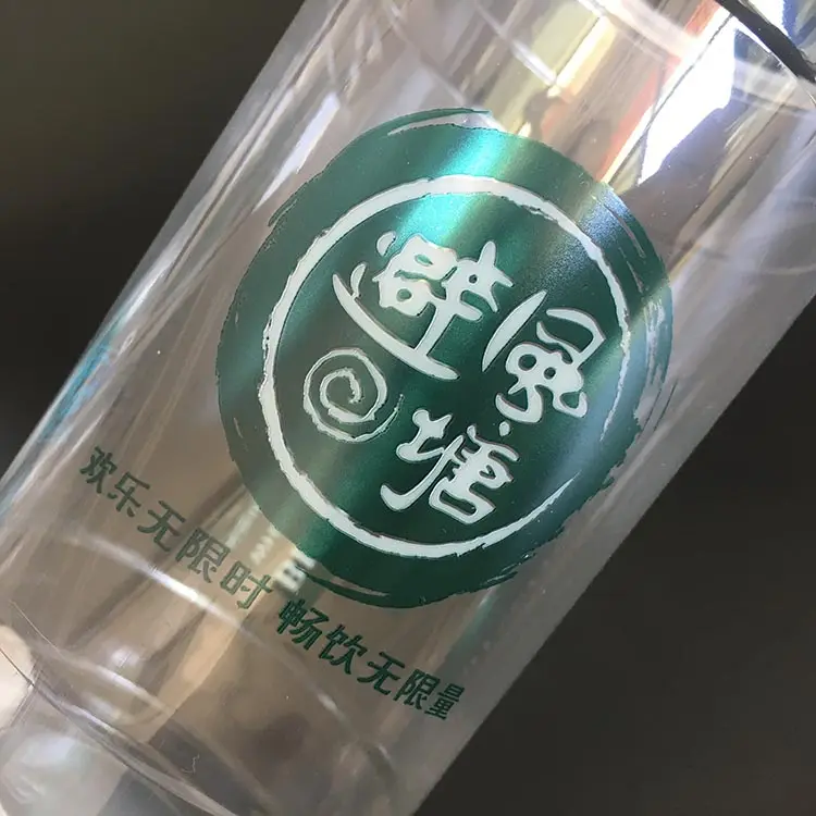 100% Biodegradável Compostable Pla Transparente Plástico Transparente Descartável Bebida Copo de plástico com palha