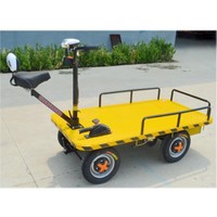 Chariot de transfert à plateforme plate à quatre roues, capacité de charge de 1 à 2 tonnes, à prix avantageux, électrique, à batterie, avec volant