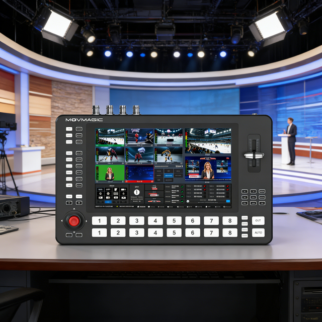 8-Channels Professional ISO Video Switcher, Movmagic M8, 10.1" Full HD Touch Screen, Multi-Interface Input & Live Streaming