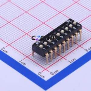 DSIC09LHGET DIP Switch Through hole Component (THT) Switch Flat Toggle, Raised Type Single Pole Single Throw 9-Bit 2.54mm - Product Image 1