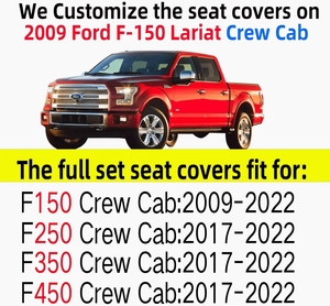 Housses de siège en cuir pleine couverture compatibles avec Ford F-150 Raptor LTD, protections de siège rembourrées imperméables et résistantes - Product Image 5