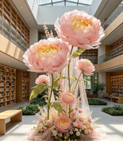 G-093 Soft Macaron Giant Organza Peony Floral untuk Dekorasi Pintu Masuk Teras Kedai Kopi, Pajangan Komersial Musim Semi
