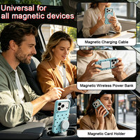 Coque de protection magnétique à pois charmante avec rebord de protection d'objectif surélevé, boutons métalliques séparés et coque antichoc pour iPhone 16 Pro