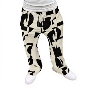 Men s Black <b>White</b> Geometric Printed Sweatpants Elastic Waist Drawstring Casual <b>Jogger</b> Trousers Summer Lightweight Breathable - Product Image 1