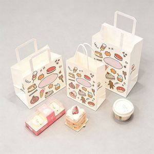 Bolsas de Papel Kraft Ecológicas para Llevar Comida Rápida, con Asas Planas y Personalizadas, para Panadería, Pastelería y Pan - Product Image 4