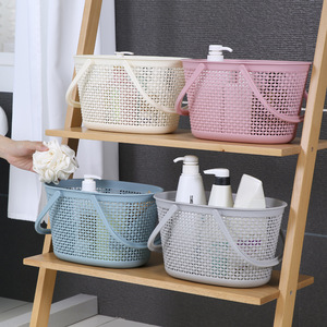Hollowing out washing basket Kitchen Bath Toy Organizer Plastic Fruit Storage Basket With Handle
