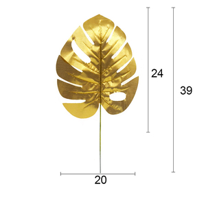 Hojas de Tortuga Artificiales Realistas, Hojas de <span class=keywords><strong>Palma</strong></span> Doradas de Seda, Hojas Tropicales Doradas para Decoración de Fiestas - Product Image 6