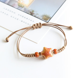 Braccialetto Colorato con Stella Marina in Ceramica, Corda Intrecciata Color Caffè, Perline in Ceramica, Regalo per <span class=keywords><strong>Uomo</strong></span> e Donna - Product Image 4