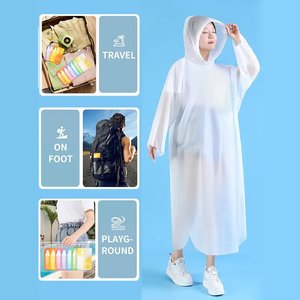 Eco-Friendly Long Hooded Rain Poncho Lightweight Card <strong>Raincoat</strong> Waterproof for Four Seasons - Product Image 3