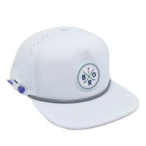 American Fashion 5-Panel Unstructured Golf Hat Herringbone PVC Rubber Laser Cut Perforated Waterproof Embroidery Printed <b>Tee</b> - Product Image 2