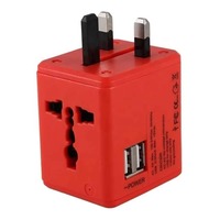 Convertisseur universel multifonction Adaptateur de prise d'alimentation de voyage pour prise USB (rouge)