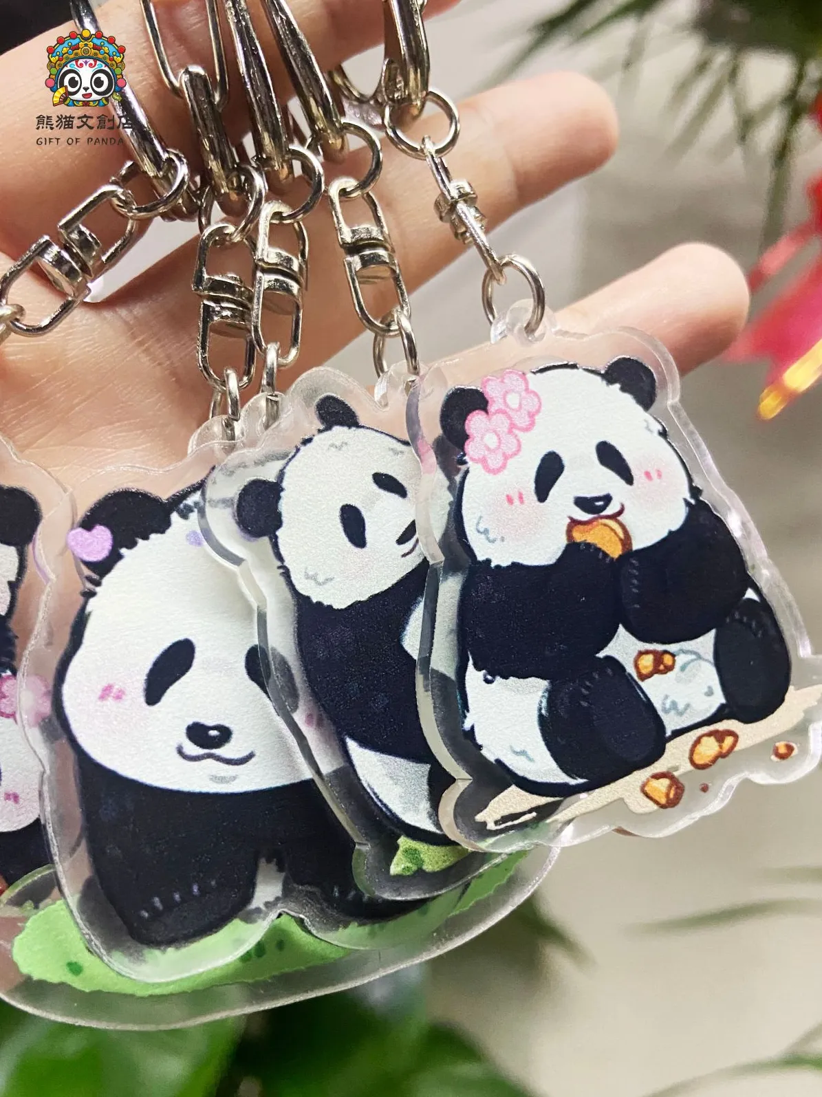 Chaveiro em acrílico Panda Kawaii anime urso chaveiro 3D bonito panda desenho animado chaveiro pingente