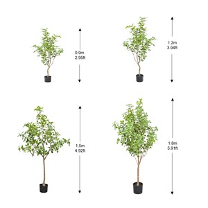 Cây Đào nhân tạo 0.9m với cành mỏng và lá xanh để trang trí nhà - Product Image 5