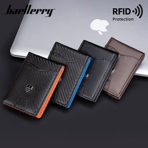 Porte-cartes pour homme Baelerry, noir et orange, protection RFID, portefeuille fin, étui pour cartes de crédit, printemps 2024 - Product Image 3