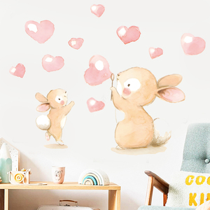 Autocollant mural auto-adhésif pour chambre d'enfant, motif mère lapine et sa bulle d'amour, papier peint décoratif pour chambre d'enfant - Product Image 2