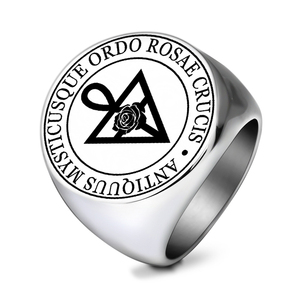 Anello R015 Ordem Rosacruz AMORC, Ordo Rosae Crucis Antiquus Mysticusque, Amuleto Talismano, Anelli in Acciaio Inossidabile Tagliati al <span class=keywords><strong>Laser</strong></span> - Product Image 3