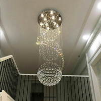 Grand Lustre Suspendu en Cristal Acier Inoxydable, Lumières Suspendues Dorées Modernes de Luxe pour Salon Maison et Escalier